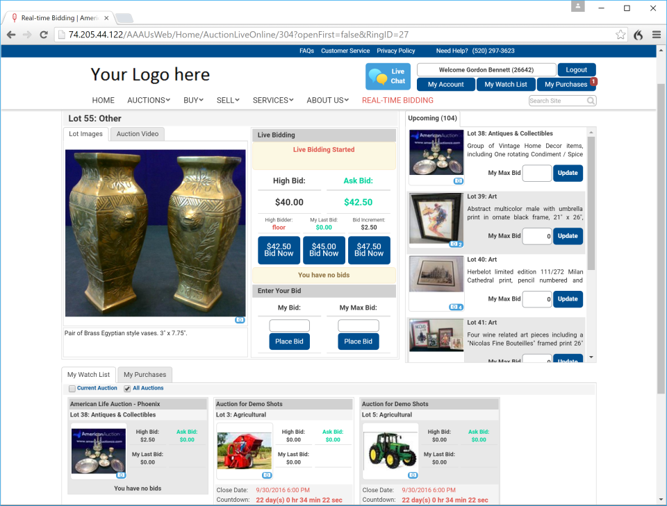 screenshot of My Auction Software